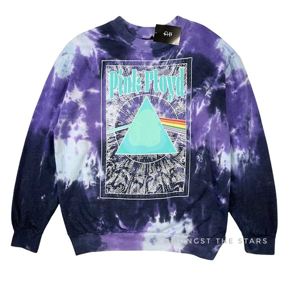 Pink Floyd Tops - Pink Floyd Purple Blue Tie Dye Graphic Band Sweatshirt